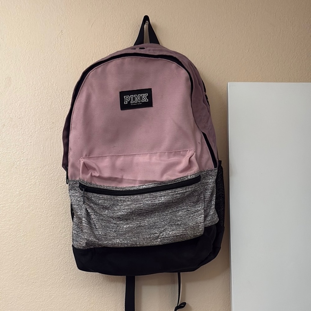 PINK Victoria's Secret Pink and Gray Backpack
